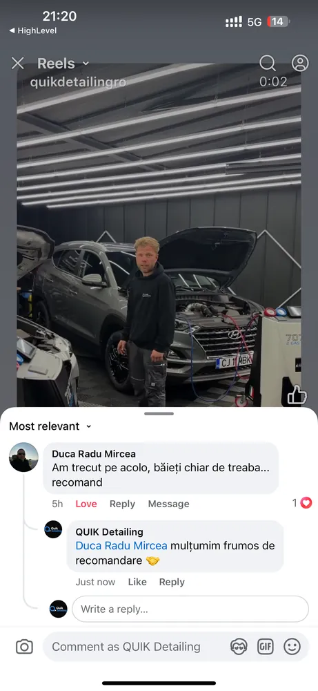 Recenzie Google verificată — Quik Detailing Cluj