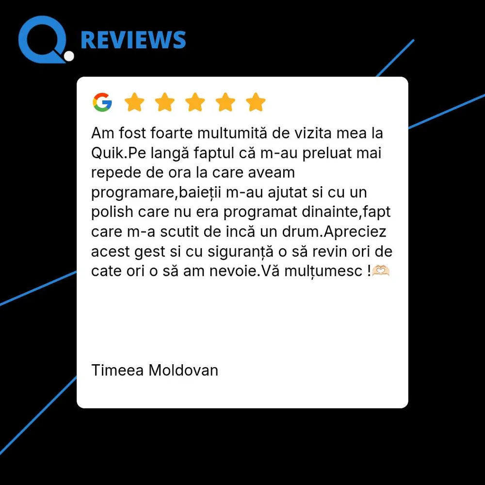 Recenzie Google verificată — Quik Detailing Cluj